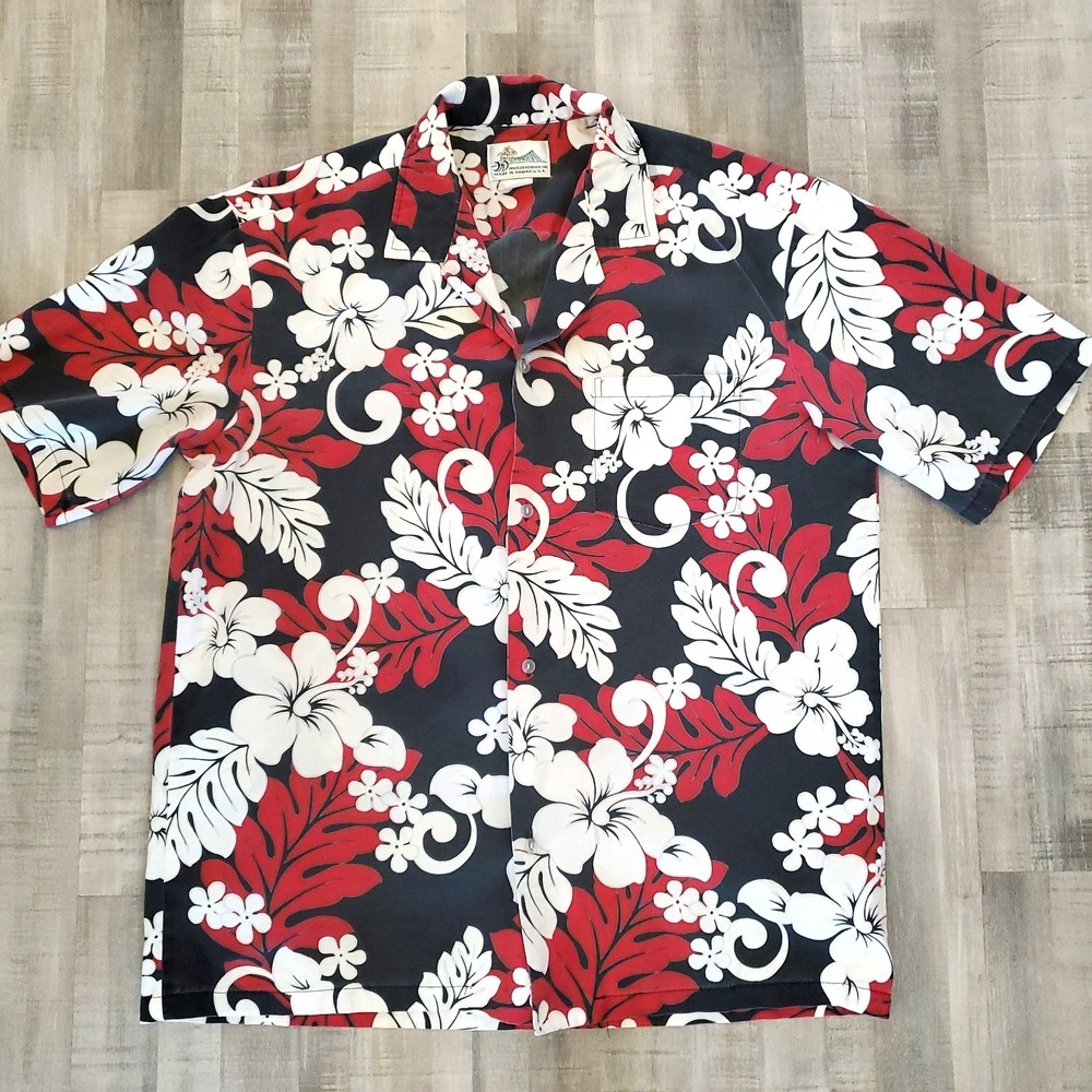 Vintage Winnie Hawaiian Shirt Mens XL Flora Red Made Hawaii Matching AOP Rare 90